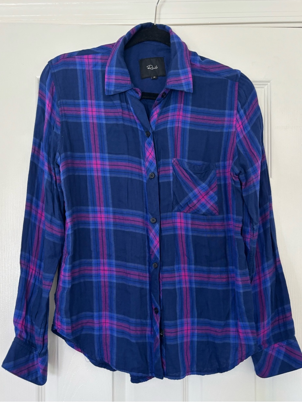 Rails Taitum Navy Ultraviolet Flannel Button Down Top - Picture 2 of 7